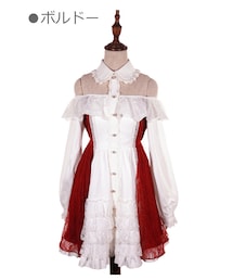 Bobon21 | オフショル襟付きレースドレス-全２色-(ワンピース)