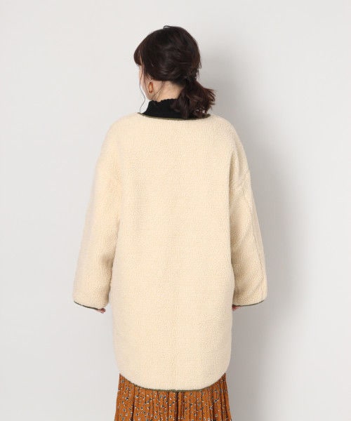 LOWRYS FARM（ローリーズファーム）の「リバーシブルボアコート（ジャケット/アウター・オフ×カーキ/ベージュ×ベージュ/カーキ×カーキ）」の9枚目の写真