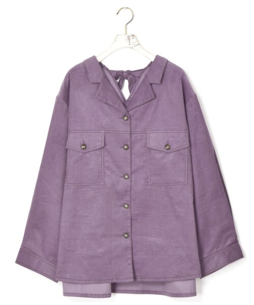 w closet(ダブルクローゼット)の「コーデュロイ後ろリボンBigシャツ(トップス・レディース・グレージュ/キャメル/パープル・FREE)」の3枚目の写真
