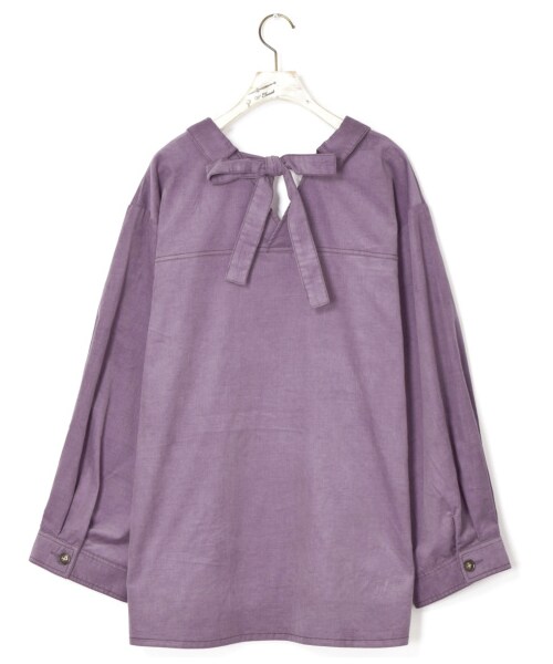 w closet(ダブルクローゼット)の「コーデュロイ後ろリボンBigシャツ(トップス・レディース・グレージュ/キャメル/パープル・FREE)」の7枚目の写真