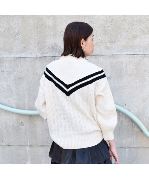 no brand（ノーブランド）の「[ RE-ARRIVAL ]VラインケーブルKNITPO（ニット/セーター・レディース・その他）」の7枚目の写真