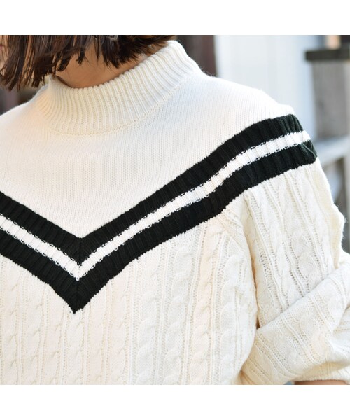 no brand（ノーブランド）の「[ RE-ARRIVAL ]VラインケーブルKNITPO（ニット/セーター・レディース・その他）」の8枚目の写真