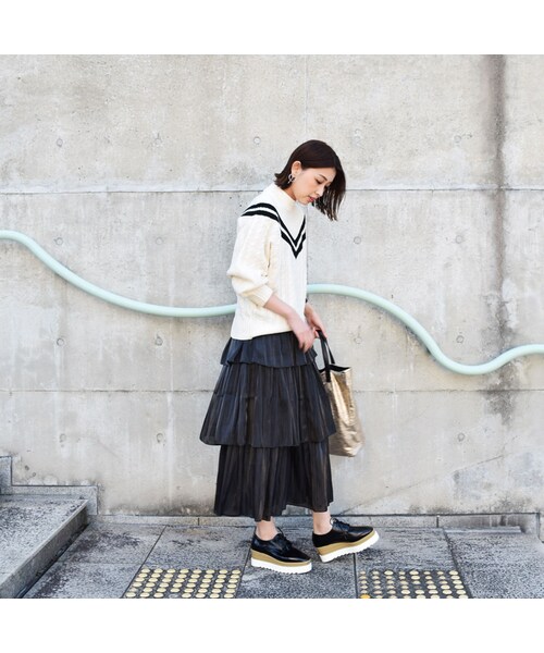 no brand（ノーブランド）の「[ RE-ARRIVAL ]VラインケーブルKNITPO（ニット/セーター・レディース・その他）」の5枚目の写真