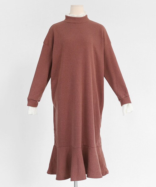 DHOLIC（ディーホリック）の「レースヘムラッフルワンピース（ワンピース・レディース・ブラウン/ブラック/グレー/ピンク・FREE）」の4枚目の写真