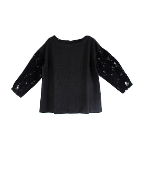 STYLEBLOCK（スタイルブロック）の「サカリバ×フロッキーレース切り替えトップス（シャツ/ブラウス・レディース・アイボリー/カーキ/ネイビー/ブラック・M）」の2枚目の写真