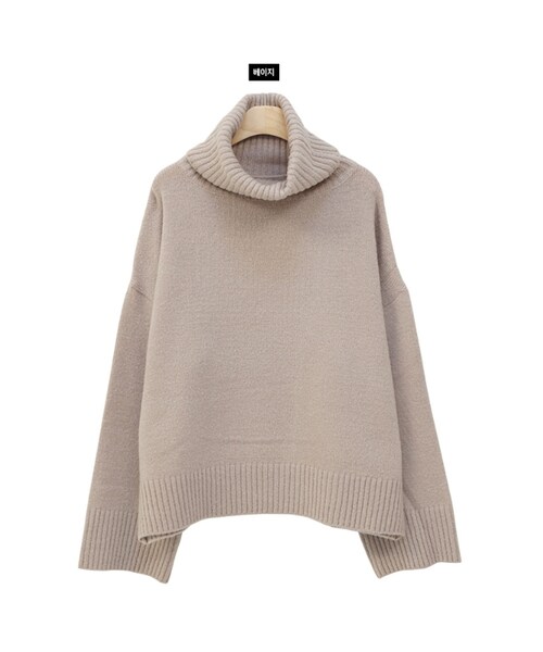 Dailyabout（デイリーアバウト）の「タートルネック無地ニット（ニット/セーター・レディース・ブラック/ベージュ/ピンク/ブルー・FREE）」の2枚目の写真