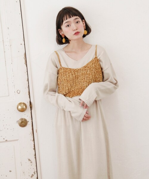 Crisp（クリスプ）の「リラックスニットワンピース（ワンピース・レディース・ベージュ/アイボリー・FREE）」の3枚目の写真
