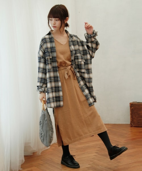 Crisp（クリスプ）の「フランネルチェックシャツ（シャツ/ブラウス・レディース・ネイビー/グレー・FREE）」の3枚目の写真