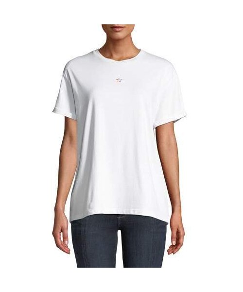 STELLA McCARTNEY(ステラマッカートニー)の「Stella McCartney Rainbow-Star Embroidered Crewneck Tee(Tシャツ/カットソー・レディース・White・42 It (6 Us)/44 It (8 Us)/38 It (2 Us)/40 It (4 Us)/48 It (12 Us)/36 It (0 Us)/46 It (10 Us))」の1枚目の写真