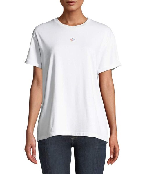 STELLA McCARTNEY(ステラマッカートニー)の「Stella McCartney Rainbow-Star Embroidered Crewneck Tee(Tシャツ/カットソー・レディース・White・42 It (6 Us)/44 It (8 Us)/38 It (2 Us)/40 It (4 Us)/48 It (12 Us)/36 It (0 Us)/46 It (10 Us))」の2枚目の写真