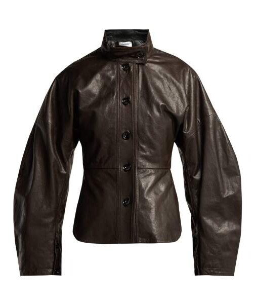 Lemaire - Single Breasted Leather Jacket - Womens - Dark Brown