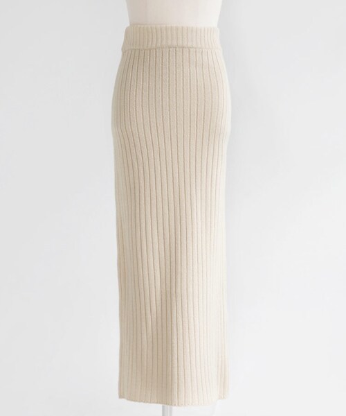 DHOLIC（ディーホリック）の「ウール混リブニットロングスカート（スカート・レディース・グレー/ホワイト/ブラウン・FREE）」の2枚目の写真