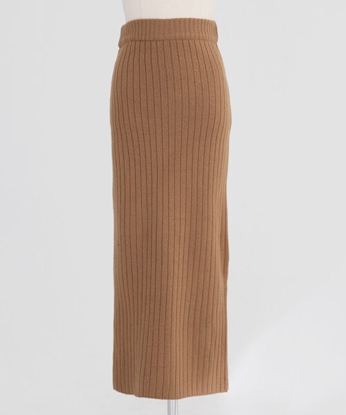 DHOLIC（ディーホリック）の「ウール混リブニットロングスカート（スカート・レディース・グレー/ホワイト/ブラウン・FREE）」の3枚目の写真