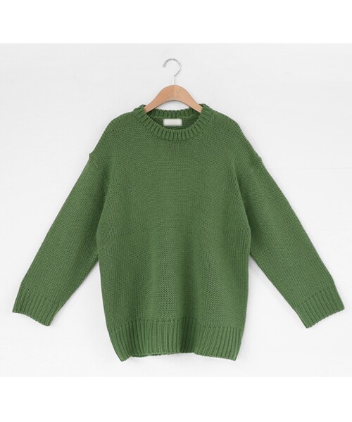 DHOLIC（ディーホリック）の「リブヘムオーバーサイズニット（ニット/セーター・レディース・ブラウン/ブルー/グリーン/ベージュ・FREE）」の3枚目の写真