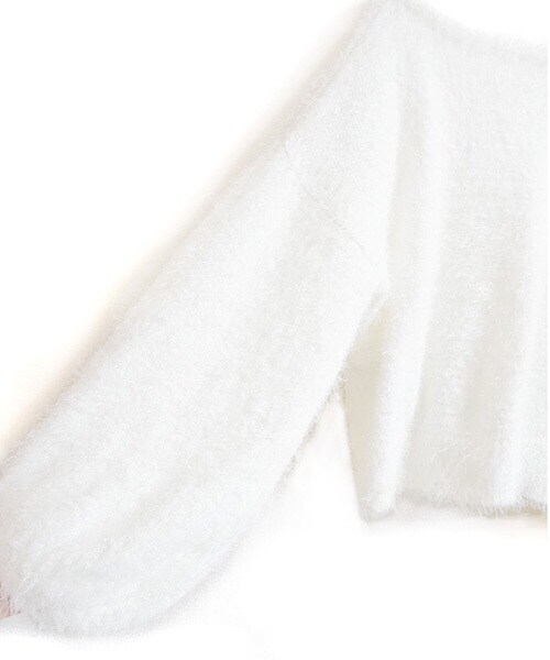 Tiffee SELECT（ティフィーセレクト）の「ボートネックバルーン袖シャギーニットセーター（ニット/セーター・レディース・ブラック/ホワイト・M）」の3枚目の写真