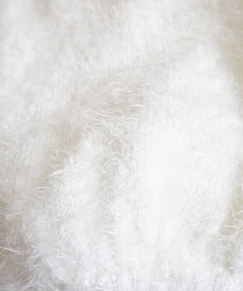 Tiffee SELECT（ティフィーセレクト）の「ボートネックバルーン袖シャギーニットセーター（ニット/セーター・レディース・ブラック/ホワイト・M）」の4枚目の写真