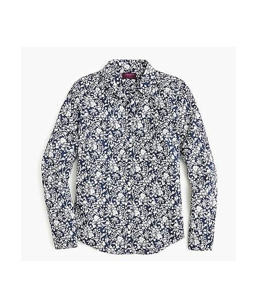 ジェイクルー (J.Crew) レディース ブラウス・シャツ トップス Bruna Tie Shoulder Top In Antigua Leaves (Pink/Red) -  ジェイクルー フリル レース 長袖ブラウス オフ白 Sの