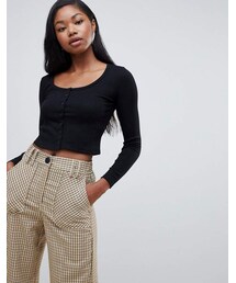 Bershka | Bershka bershka long sleeved button front ribbed top(シャツ/ブラウス)