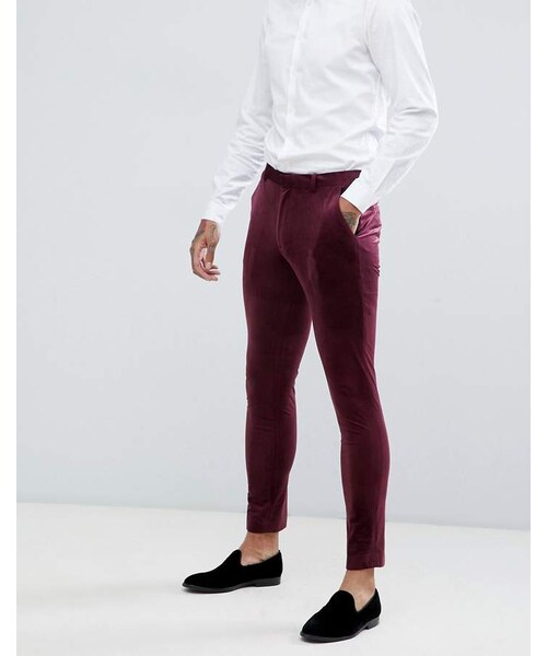 ASOS DESIGN super skinny suit pants in burgundy