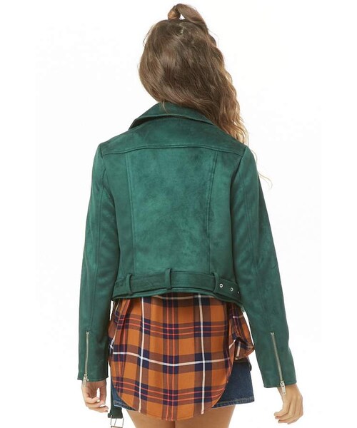 FOREVER 21(フォーエバー トゥエンティーワン)の「Forever 21 Faux Suede Moto Jacket(ジャケット/アウター・レディース・Green/Brown/Pink・Small/Medium/Large)」の9枚目の写真