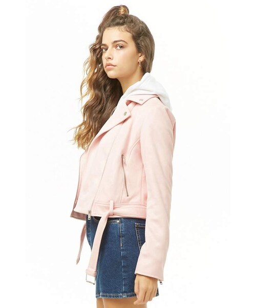 FOREVER 21(フォーエバー トゥエンティーワン)の「Forever 21 Faux Suede Moto Jacket(ジャケット/アウター・レディース・Green/Brown/Pink・Small/Medium/Large)」の14枚目の写真