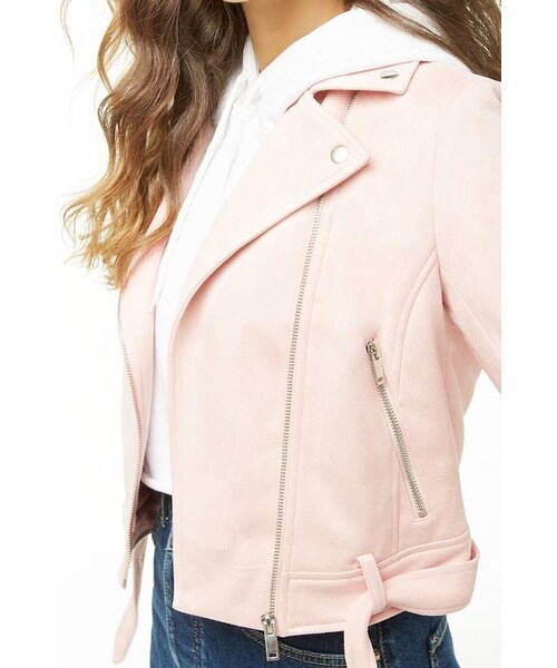 FOREVER 21(フォーエバー トゥエンティーワン)の「Forever 21 Faux Suede Moto Jacket(ジャケット/アウター・レディース・Green/Brown/Pink・Small/Medium/Large)」の6枚目の写真