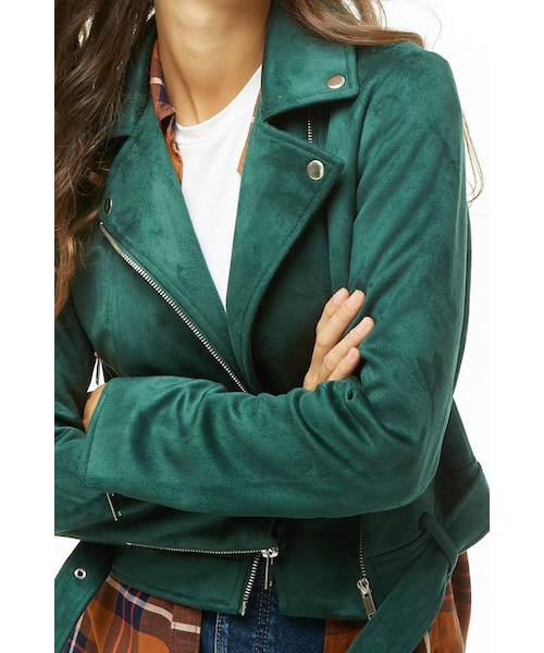 FOREVER 21(フォーエバー トゥエンティーワン)の「Forever 21 Faux Suede Moto Jacket(ジャケット/アウター・レディース・Green/Brown/Pink・Small/Medium/Large)」の12枚目の写真
