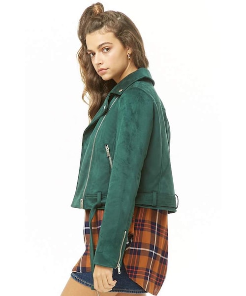 FOREVER 21(フォーエバー トゥエンティーワン)の「Forever 21 Faux Suede Moto Jacket(ジャケット/アウター・レディース・Green/Brown/Pink・Small/Medium/Large)」の8枚目の写真
