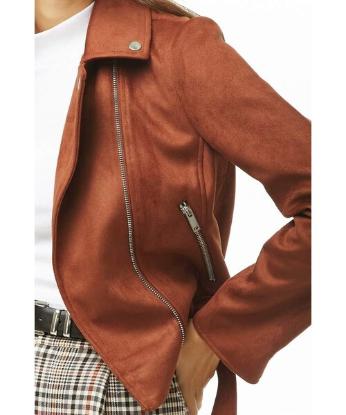 FOREVER 21(フォーエバー トゥエンティーワン)の「Forever 21 Faux Suede Moto Jacket(ジャケット/アウター・レディース・Green/Brown/Pink・Small/Medium/Large)」の11枚目の写真