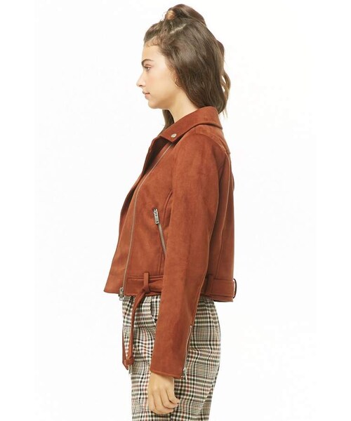 FOREVER 21(フォーエバー トゥエンティーワン)の「Forever 21 Faux Suede Moto Jacket(ジャケット/アウター・レディース・Green/Brown/Pink・Small/Medium/Large)」の4枚目の写真