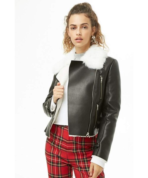 forever 21 leather jacket with fur