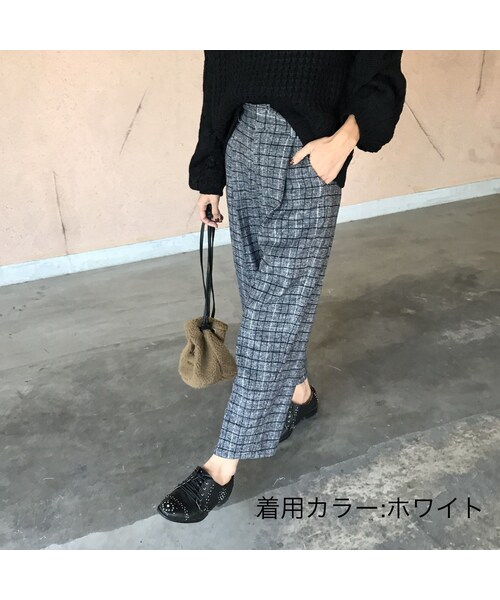 copine（コピン）の「新カラー登場☆再入荷！起毛ツイードハイウエストチェックタックパンツ(4color)【クリックポスト対象商品】（その他パンツ・レディース・その他）」の11枚目の写真
