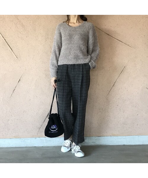 copine（コピン）の「新カラー登場☆再入荷！起毛ツイードハイウエストチェックタックパンツ(4color)【クリックポスト対象商品】（その他パンツ・レディース・その他）」の5枚目の写真