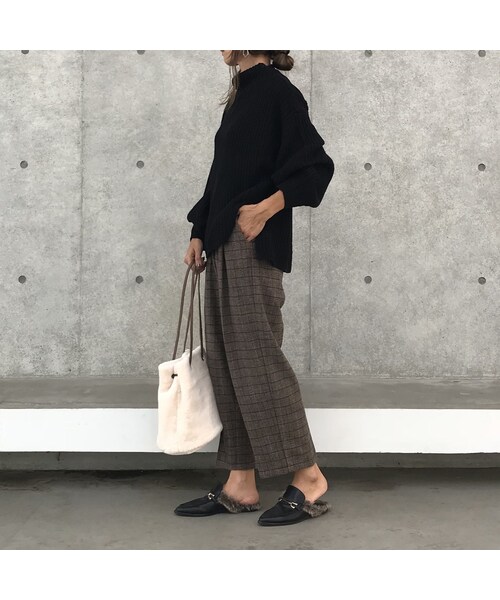 copine（コピン）の「新カラー登場☆再入荷！起毛ツイードハイウエストチェックタックパンツ(4color)【クリックポスト対象商品】（その他パンツ・レディース・その他）」の8枚目の写真