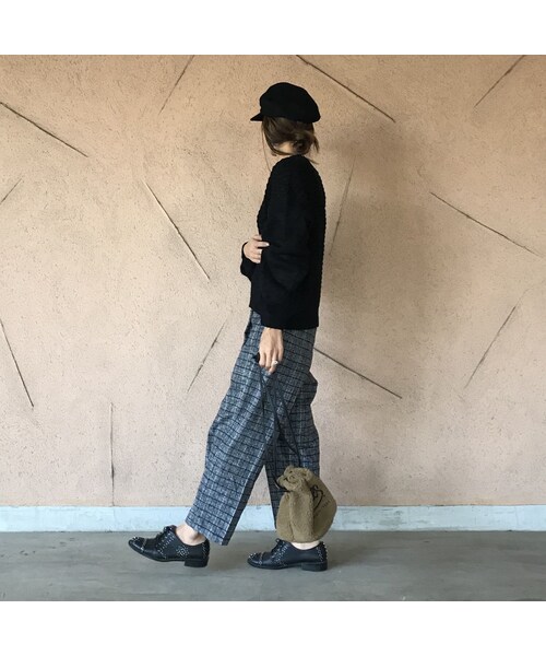 copine（コピン）の「新カラー登場☆再入荷！起毛ツイードハイウエストチェックタックパンツ(4color)【クリックポスト対象商品】（その他パンツ・レディース・その他）」の4枚目の写真