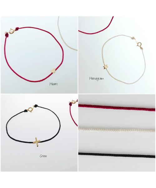 les desseins de DIEU（レデッサンドゥデュー）の「レ デッサン ドゥ デュー 970 ボヌール アミュレット サテンコード ブレスレット ロクボウセイ クロス ハート（ブレスレット・レディース・ゴールド・15.5センチ）」の9枚目の写真