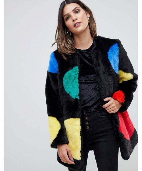 Urban Code Urbancode Faux Fur Coat In Bright Polka Dots Wear Urban Code Urbancode Faux Fur Coat In, Bright Color Faux Fur Coats