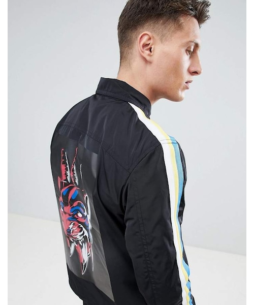 DIESEL テーラードジャケット L グレー/ストライプ メンズ