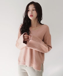 DHOLIC | ウール混ワイドスリーブVネックニット(ニット/セーター)