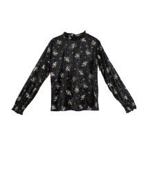 STYLEBLOCK | ベロア花柄シャーリングネックトップス(Tシャツ/カットソー)