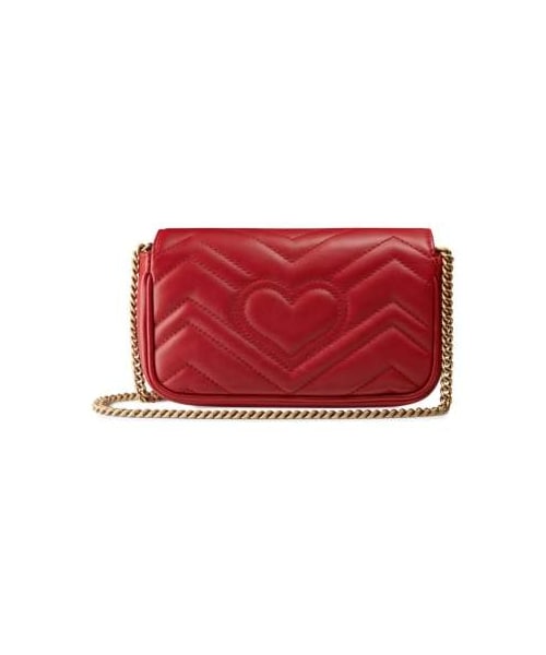 GUCCI（グッチ）の「Gucci Supermini GG Marmont 2.0 Matelasse Leather Shoulder Bag（ショルダーバッグ・レディース・Black/Red/White・One Size）」の5枚目の写真