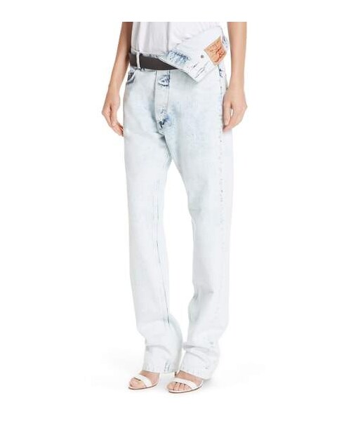 デニム・ジーパン JEANS ASYMMETRICAL WAIST Pre-Styled Denim Jeans with Asymmetrical Lace Waistband in