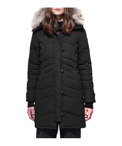 Lorette hooded down parka with genuine coyote fur trim Clearance