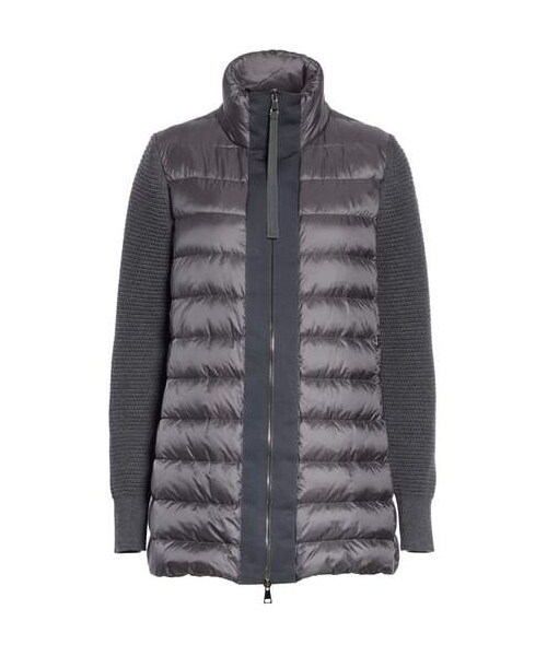 moncler quilted down and knit cardigan