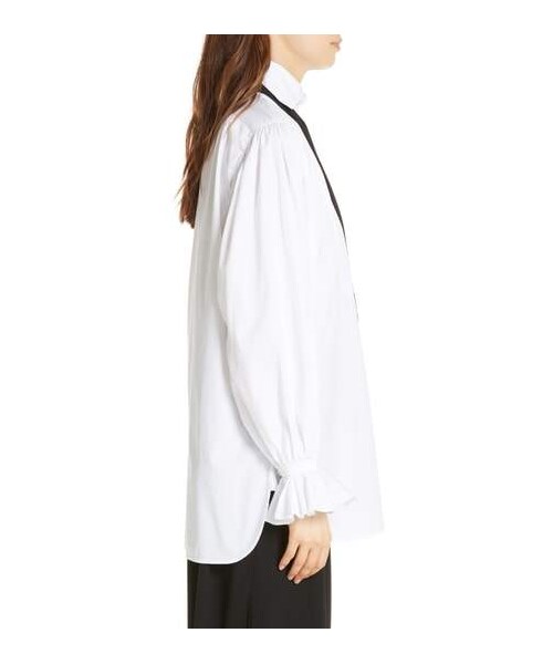 ラルフ・ローレン Lauren Ralph Lauren Cotton-Blend Tie-Neck Blouse レディース シャツ トップス Wh POLO RALPH LAUREN（ポロ ラルフ ローレン）の「Polo Ralph