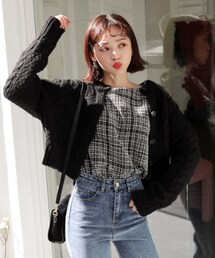 DHOLIC | パフスリーブクロップドカーディガン(カーディガン/ボレロ)