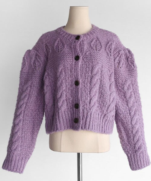 DHOLIC（ディーホリック）の「パフスリーブクロップドカーディガン（カーディガン/ボレロ・レディース・ブラック/レッド/ホワイト/パープル/ブラウン・FREE）」の4枚目の写真