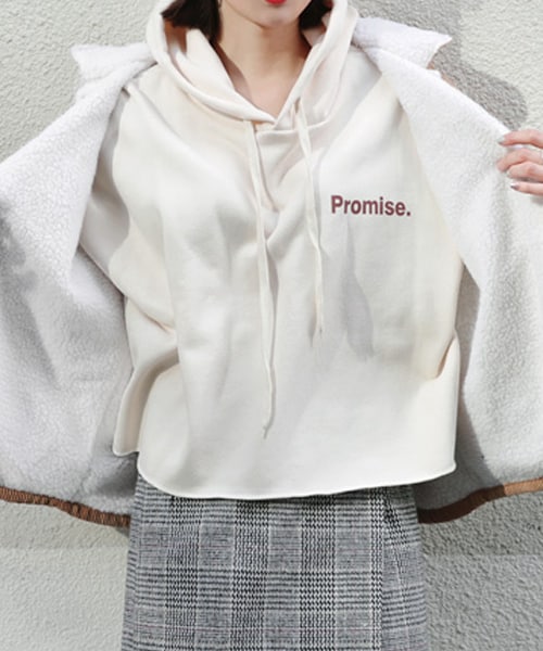 DHOLIC(ディーホリック)の「裏起毛Promise.フードプルオーバー(スウェット・レディース・オレンジ/ホワイト/ブラック・FREE)」の2枚目の写真