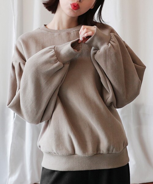 DHOLIC（ディーホリック）の「裏起毛パフスリーブスウェット（スウェット・レディース・ホワイト/ベージュ/ピンク・FREE）」の2枚目の写真