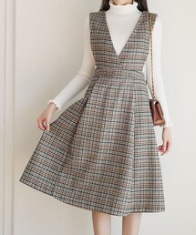 DHOLIC | Vネックスリーブレスチェックワンピース(ワンピース)